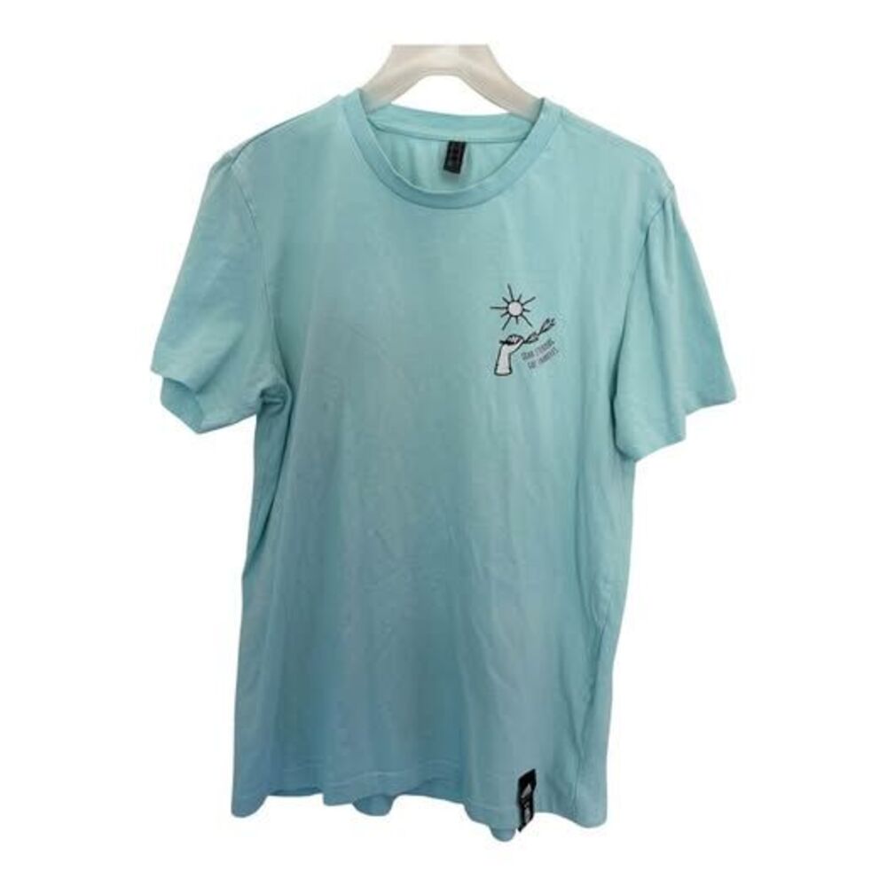 Adidas Graphic T-Shirt Mens Size Medium Light Blue Short Sleeve Chest Back Print - Picture 1 of 8